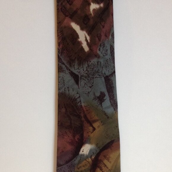 Paul Rodon Abstract Neck Tie Hand Made 100% Silk Mens Plum Teal Green Neckwear - Picture 5 of 9